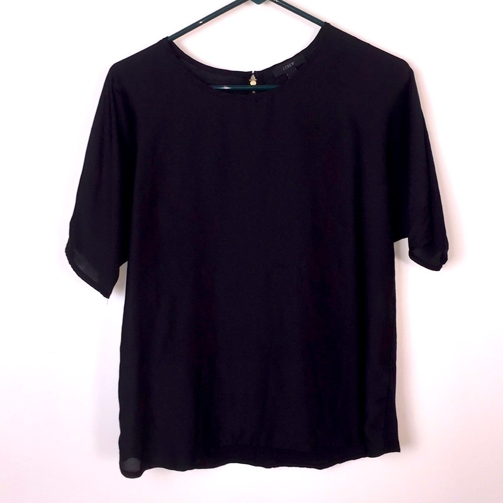 J. Crew Shiny Front Black Top. Size